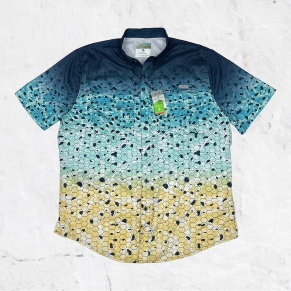 NWT Ocean+Coast Ocean Advantage button down short sleeve Shirt Men Size Large‎